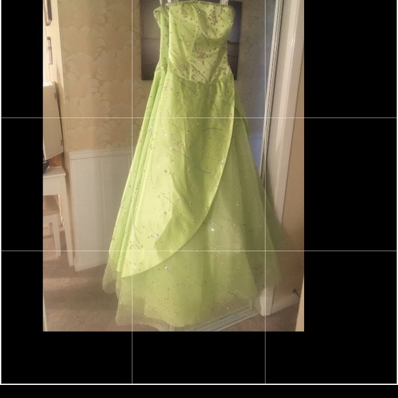 Dresses & Skirts - Stunned no Beaded Light Green Satin Gown Size 10